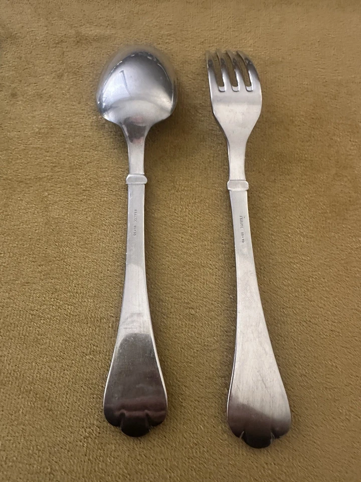 Cuchara y tenedor de lugar WILLIAMS-SONOMA DEVON ACERO INOXIDABLE LUJO UNF1945 FRANCIA Foto 3 de 4