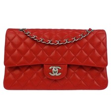 Chanel Red Calfskin Medium Classic Double Flap Shoulder Bag 135462