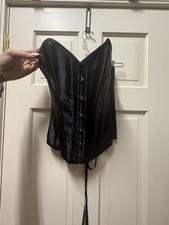 Beautiful Black Corset With Metal Hook Like Button Detail