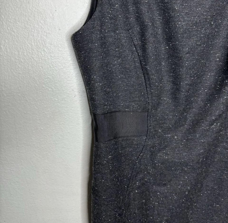 Halogen 女式 6 码紧身铅笔裙黑色粗花呢羊毛混纺无袖 — 第 2/4 张图片