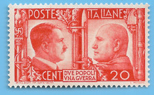 Italia 1941 Hitler Mussolini Terzo Reich Asse 20 centesimi francobollo epoca WW2 SC# 415