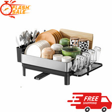 NEW Dish Drying Rack 304 Stainless Steel Dish Drainer Drainboard Utensil Cup Hol