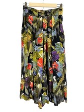 Vintage Colorful Floral Palazzo Pant 40 Boho Indie Botanical Tropical Resort 80s