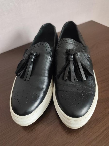 Women Dune London Loafers Black Leather 37.5