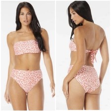 Carmen Marc Valvo NWT Melon Reversible Bandeau Top Bottom Swimsuit Bikini Set M