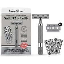 ROCKWELL RAZORS 6C Gunmetal Chrome Safety Razor With 6 Adjustable Shave Setti...