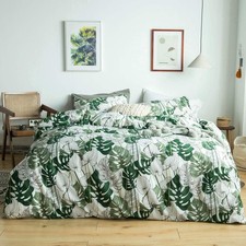 Duvet Cover King 3 Pcs Set 1 Tropical Monstera Duvet Cover with Zipper Ties