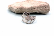 Vintage Mother Of Pearl Leaf Inlay Sterling Silver Ring Size 8 Adjustable
