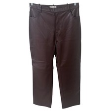 House of CB London Inaya Stretch Dark Brown Soft Vegan Leather Trousers, L NWOT