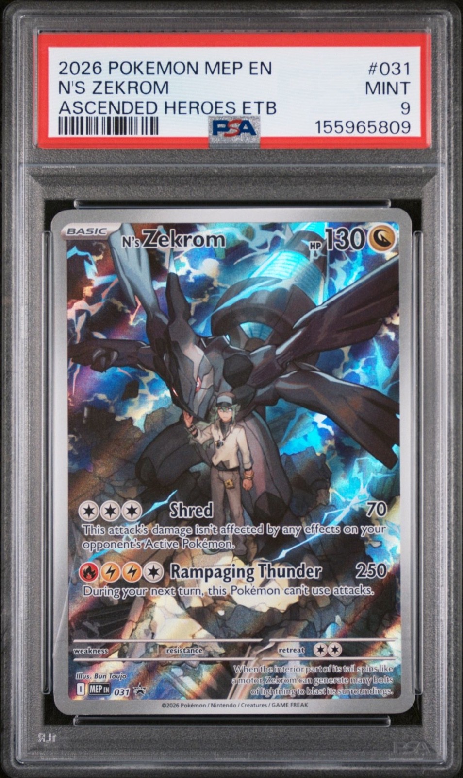 Pokemon N's Zekrom Mega Evolution Ascended Heroes ETB #031 PSA 9 Mint