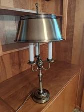 Elegant Vintage 3 Arm Bouillotte Table Lamp Metal Tole Shade