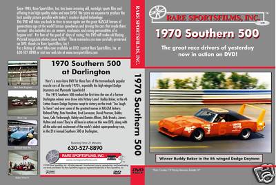 1970 Southern 500 at Darlington Winged Car COLOR DVD!