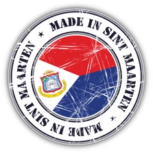 Made In Sint Maarten Grunge Flag Stamp Car Bumper Sticker Decal