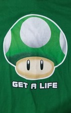 Nintendo Super Mario Bros T Shirt Get A Life Mushroom 1UP Green SZ S Preowned