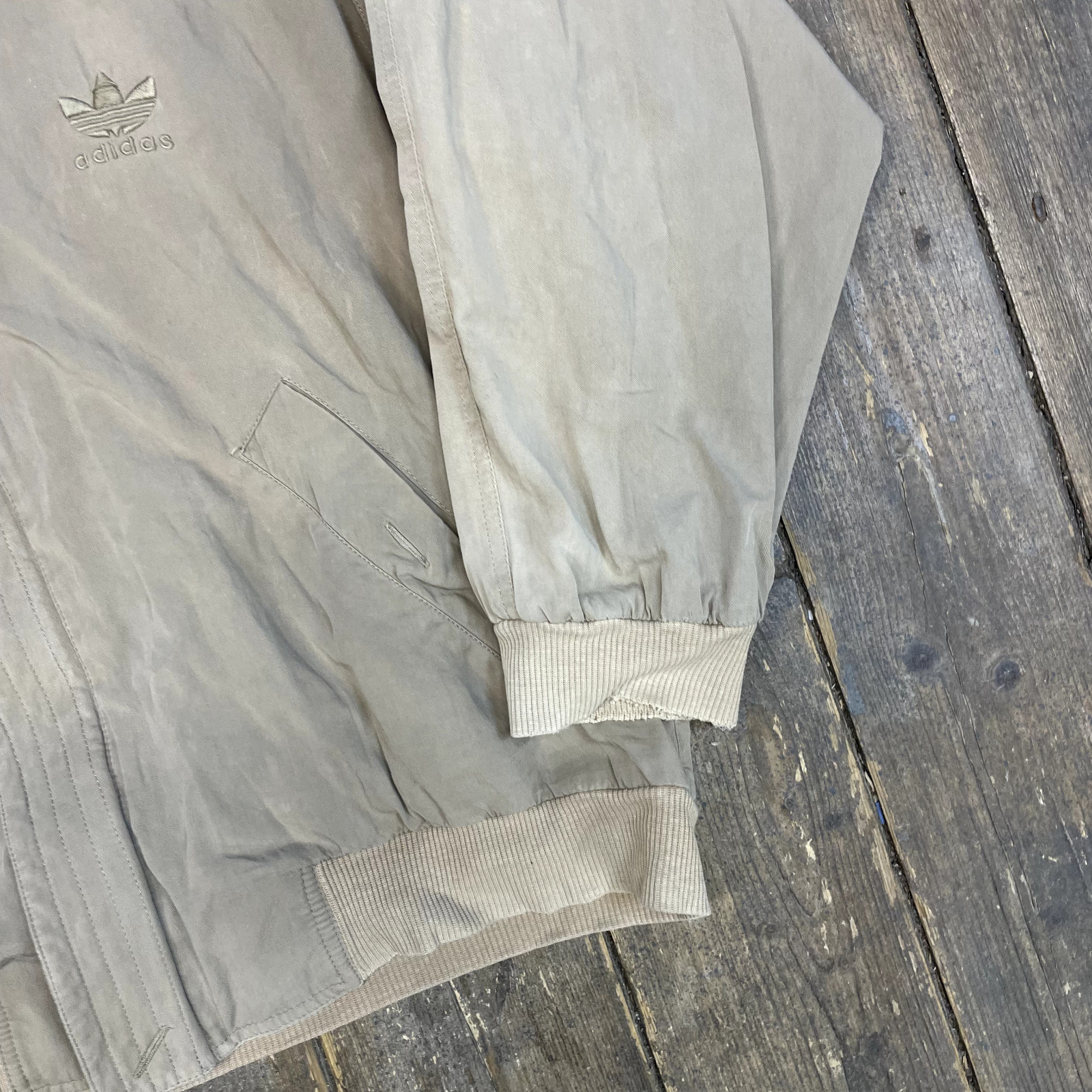 Adidas Bomber Jacket Vintage Y2K Full Zip Casual Golf Coat, Beige, Mens 2XL image 5
