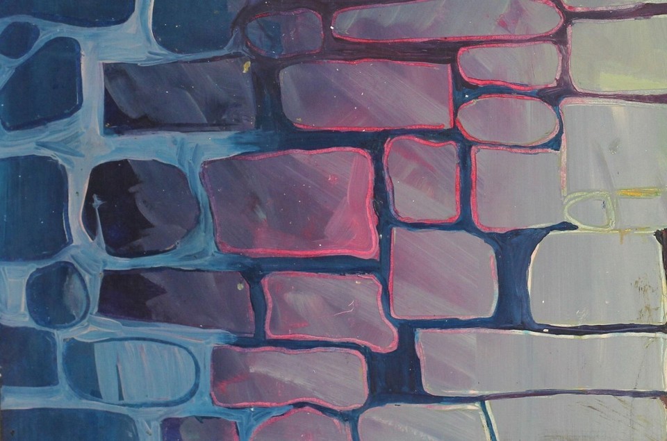 Vintage expressionist oil painting brick wall still life eBay