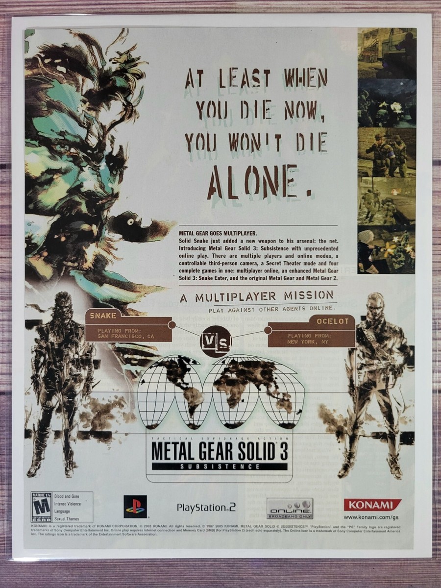 PS FEDA2(ポスター) Metal Gear Solid 2 Substance Xbox PS2 Playstation Promo Ad Art
