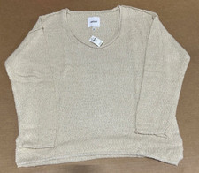 NWT Aerie Scoop Neck Oatmilk Textured Knit Oversized Slouchy Sweater - XS