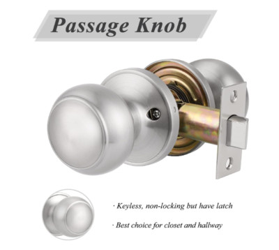Probrico Satin Nickel Passage Door Knobs for Hallway, Closet and Laundry Room
