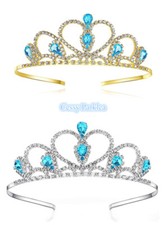 Deluxe Girls Princess Elsa Frozen Costume Tiara with Gems Rhinestone 4-16 yrs