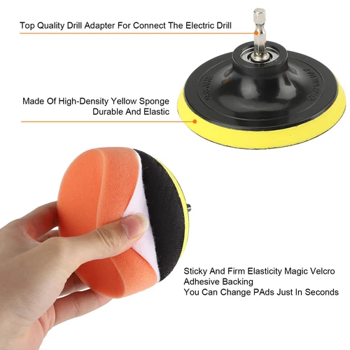 14pcs 4Inch Car Buffing Pads Polishing for Drill Sponge Kit Waxing Foam Polisher - Picture 8 of 9