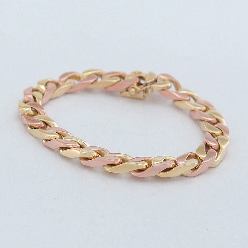 Bracelet - Solid - Flat Curb Pattern - 14K / 585 … - image 5