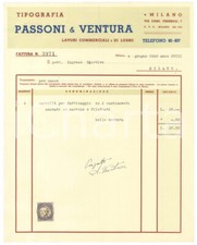 1940 MILANO Tipografi PASSONI & VENTURA Fattura per manifestazione PATTINAGGIO