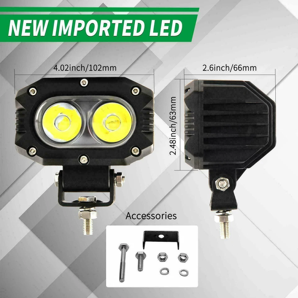 2X 4 polegadas 400W LED barra de luz de trabalho pods montagem embutida combo lâmpadas de direção 12V - Imagem 2 de 4