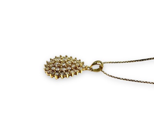 Vintage 10k Yellow Gold Natural Round Brown Diamond Cluster Pendant Necklace - Picture 8 of 10