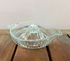 Vintage Farm House Clear Ribbed Glass Citrus Hand Juicer Reamer