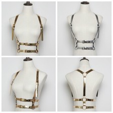 Women's PU Leather Body Harness Adjustable Strap Waist Belt Vest Corset Vintage