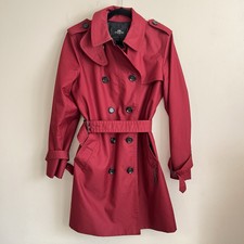 Coach Bergundy Maroon Wine Women’s Mid Length Trench Coat Size Large Euc