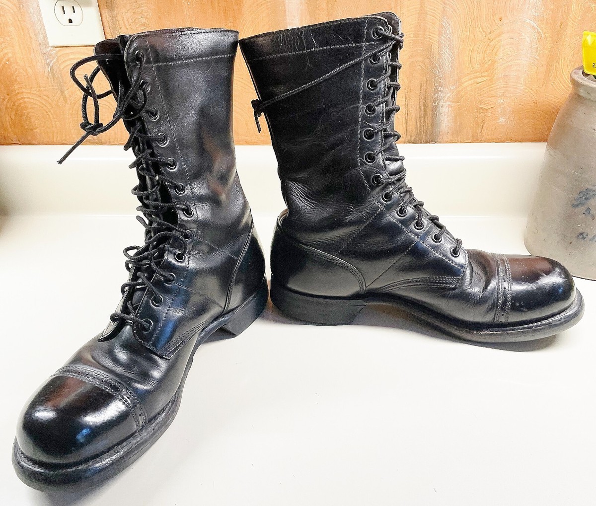 Vintage CORCORAN 1500 Cap Toe Military JUMP BOOTS~Brass Nails