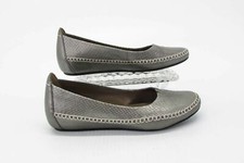 Ecco Women Shoe Size 6.5M EUR 37 Silver Ballet Flat Leather Slip On Pre Owned xq