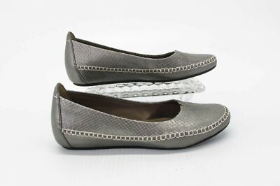 Ecco Women Shoe Size EUR 37 Silver Ballet Flat Leather Slip