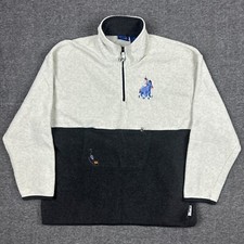 Vintage Winnie the Pooh Fleece Jacket Adult Large 1/4 Zip Disney Eeyore Sweater