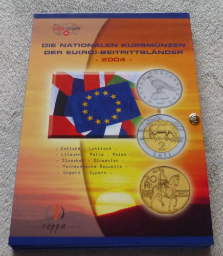Álbum de colección completo Las monedas del curso nacional de los países candidatos al euro 2004
