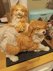 Large pair of staffordshire pekingese porceline yard dogs