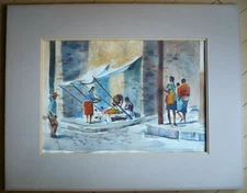 RICHARD THOMSEN, CALIFORNIA ART, Mexican Street Vendor SOCIAL REALISM MODERNISM