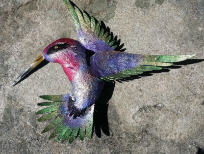 Colibri Metal Handmade Painted Art Mexican Hummingbird 16x13 441