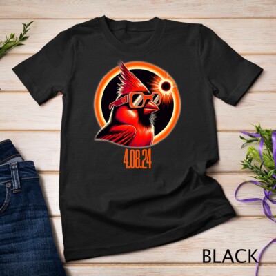 Solar Eclipse 04 08 2024 Northern Cardinal Eclipse Glasses Unisex T-shirt