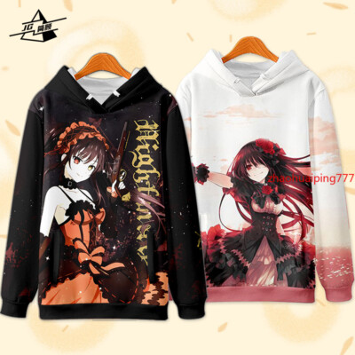 Tokisaki Kurumi Cosplay Unisex Hood Hoodie Long Sleeves Tops Men Woman Sweaters