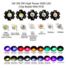 Chip LED de alta potencia de 1W 3W 5W vatios blanco cálido UV rojo profundo azul verde RGB con PCB