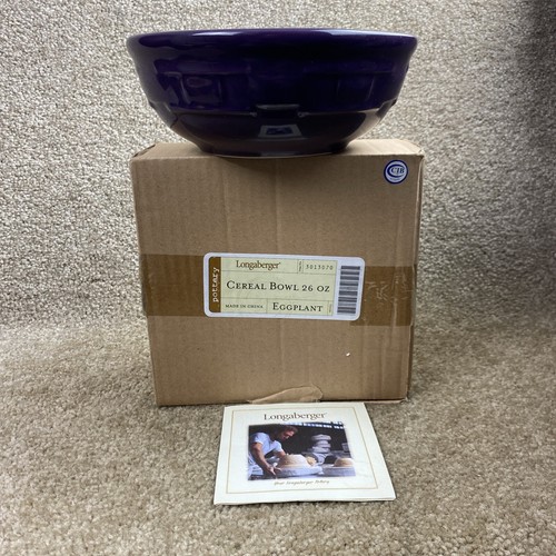 Longaberger EGGPLANT Cereal Bowl 26 oz Woven Traditions Soup Salad USA NIB NEW