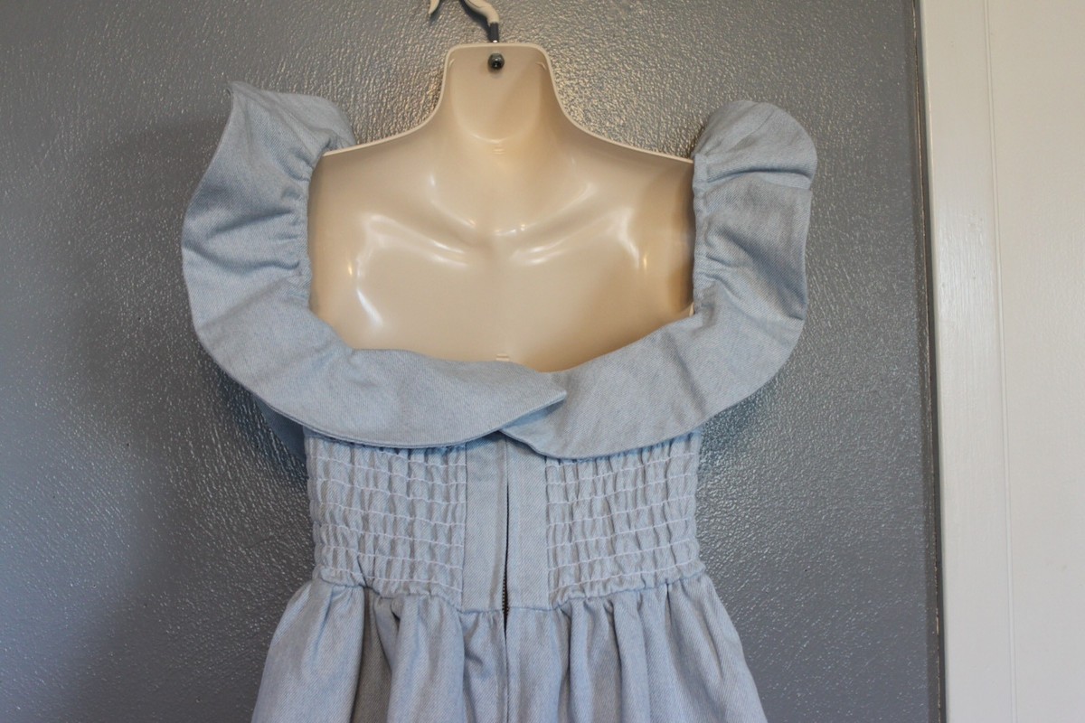 Apiece Apart Blue Denim off Shoulder Dress 4 for sale online | eBay