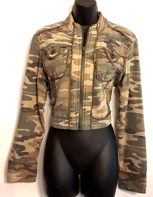 Star Jeans Cropped Denim JACKET size Large Camo New with Tags Coat