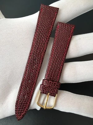 Bracelet De Montre En Cuir Véritable Serpent Grenat 18mm « New Old Stock 1970 » - Photo 1/3