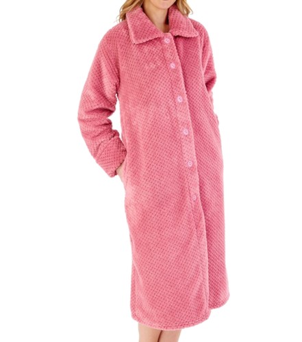 Slenderella Womens Bathrobe Button Up Soft Waffle Fleece Dressing Gown Housecoat - Picture 82 of 105