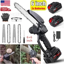6inch Mini Handheld Electric Chainsaw Cordless Chain Saw Wood Cutter 24V Battery