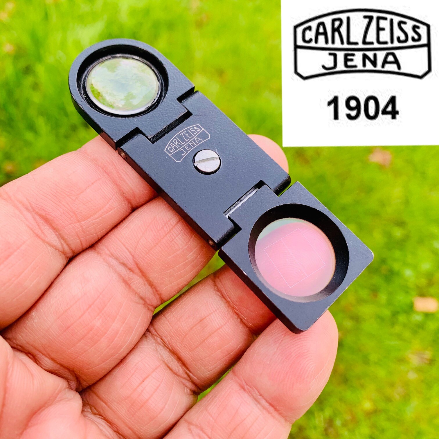 1950s CARL ZEISS FOLDING FLAT POCKET LOUPE MAGNIFYING GLASS VINTAGE 10X